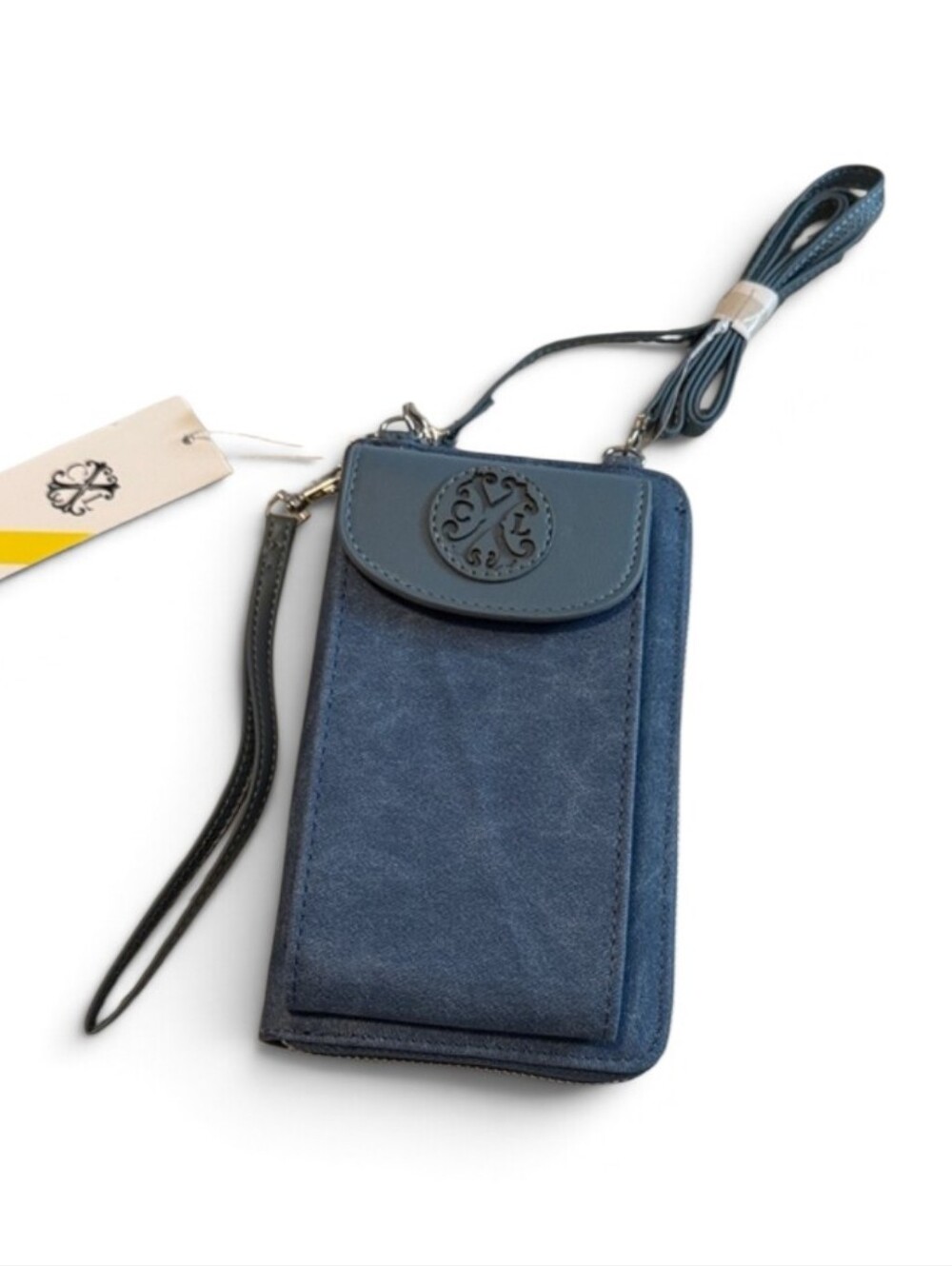 NWT Christian Light Denim Blue Phia Wristlet Phone Crossbody Wallet